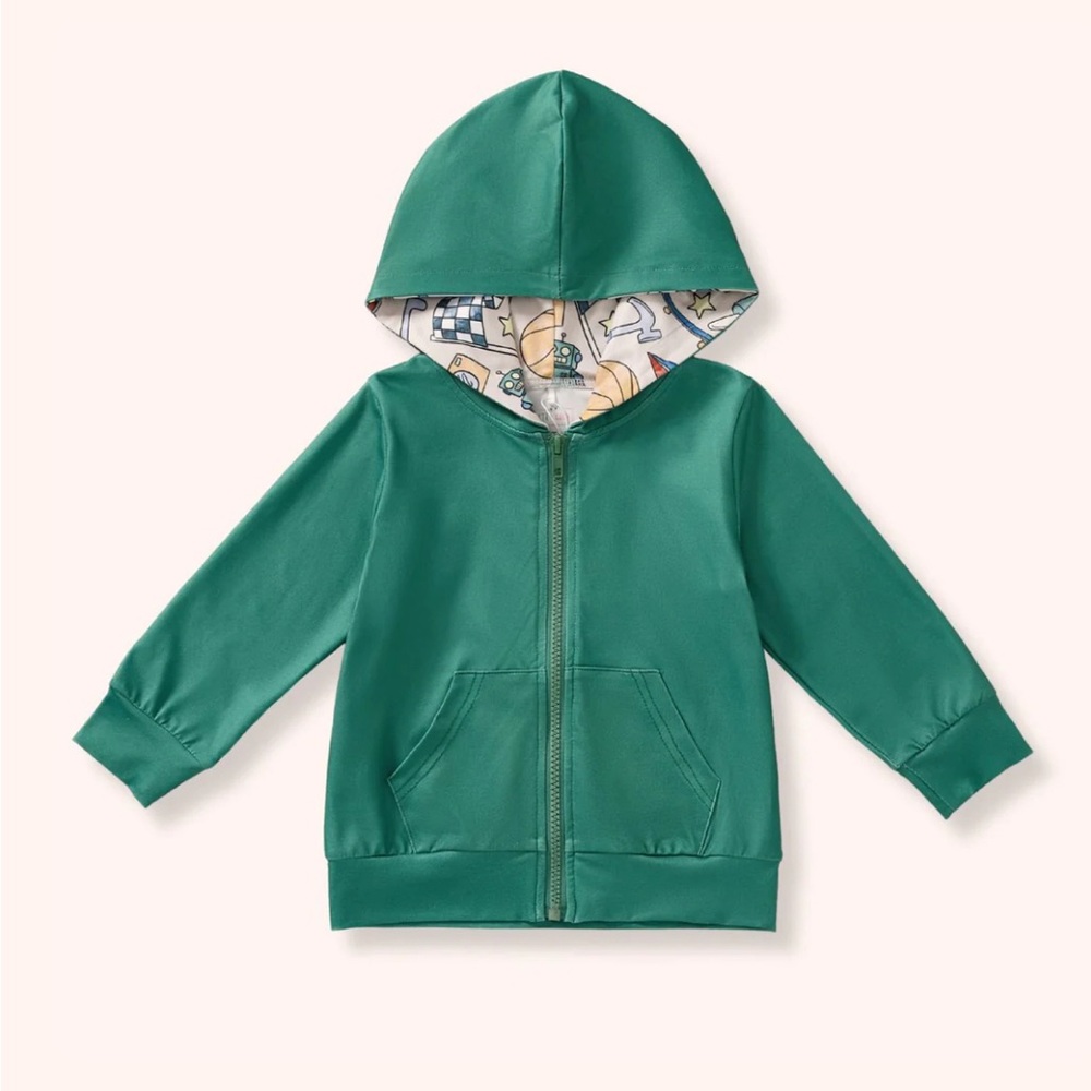 Vibrant Green Kids Zip-Up Hoodie